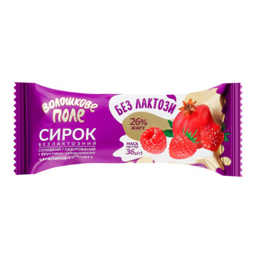 Сирок глазурований 26% безлактозний солодкий з фруктовим наповнювачем Малина-гранат Волошкове поле м/у 36г
