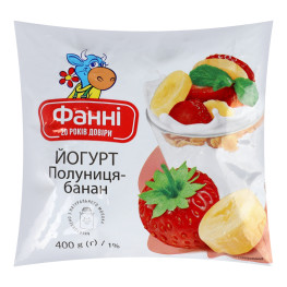 Йогурт 1% питний Полуниця-банан Фанні м/у 400г
