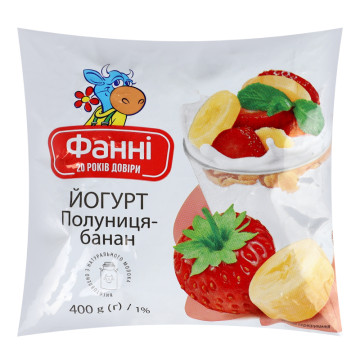 Йогурт 1% питний Полуниця-банан Фанні м/у 400г