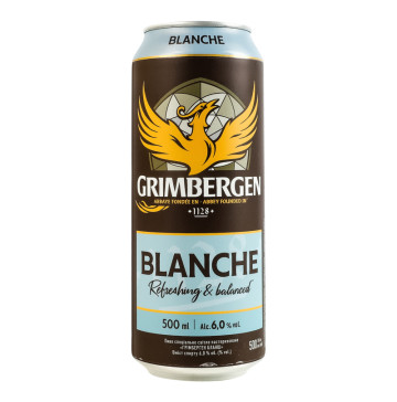 Пиво спеціальне світле пастеризоване Blanche Grimbergen 6% з/б 500мл