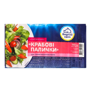Палички крабові заморожені Океанічні Водний світ в/у 180г