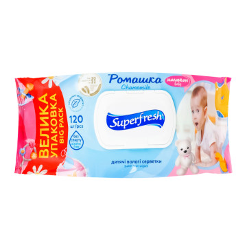 Серветки дитячі вологі Ромашка Superfresh 120шт