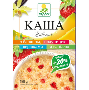 Каша Терра вівсяна швидкого приготування вершк банан полун ваніль м/у 190г